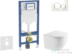AXO Geberit Duofix falra szerelhető WC szett, Kielle OUDEE Vortex rimless+ WC softclose ülőkével, Geberit Sigma 20 fehér/arany színű nyomólappal, fehér SANI11CA3199 (SANI11CA3199)