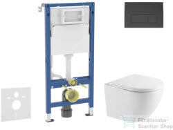 AXO Geberit Duofix Basic falra szerelhető WC szett, Kielle OUDEE Vortex rimless+ WC softclose ülőkével, Geberit Delta 50 matt fekete nyomólappal SANI11CA5160 (SANI11CA5160)