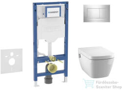 Geberit Duofix falra szerelhető WC szett, Tece Teceone bidés WC soft close ülőkével, Sigma 30 fényes króm nyomólappal SANI11CT1105 (SANI11CT1105)