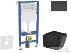 AXO Geberit Duofix Basic falra szerelhető WC szett, Kielle ARKAS I Vortex rimless+ WC softclose ülőkével, Geberit Delta 50 matt fekete nyomólappal, matt fekete SANI11CA5513 (SANI11CA5513)