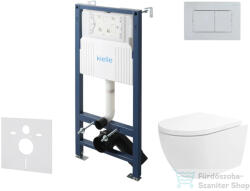 kielle Genesis New falra szerelhető WC szett, Kielle Oudee vortex rimless+ WC softclose ülőkével, Gemini New III fényes króm nyomólappal, fehér 30528SS26 (30528SS26)
