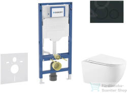 Geberit Duofix falra szerelhető WC szett, Kielle Gaia WC soft close ülőkével, Sigma 20 matt/fényes fekete színű nyomólappal SANI11CA5135B (SANI11CA5135B)