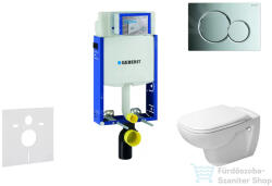 Geberit Kombifix falra szerelhető WC szett, Duravit D-Code rimless WC soft close ülőkével, Geberit Sigma 01 fényes króm nyomólappal 10302005NH2 (10302005NH2)