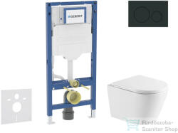 AXO Geberit Duofix falra szerelhető WC szett, Kielle NEFIA Vortex rimless+ WC softclose ülőkével, Geberit Sigma 20 matt/fényes fekete nyomólappal, fehér SANI11CA5163 (SANI11CA5163)