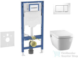 Geberit Duofix falra szerelhető WC szett, Tece Teceone bidés WC soft close ülőkével, Sigma 30 fehér/króm nyomólappal SANI11CT3104 (SANI11CT3104)