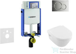 Geberit Kombifix falra szerelhető WC szett, Villeroy & Boch Omnia Architectura CeramicPlus Wc soft close ülőkével, Sigma 01 fényes króm nyomólappal 110302005NB2 (110302005NB2)