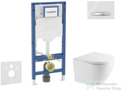 AXO Geberit Duofix falra szerelhető WC szett, Kielle OUDEE Vortex rimless+ WC softclose ülőkével, Geberit Sigma 50 króm/alpesi fehér nyomólappal, fehér SANI11CA31100 (SANI11CA31100)
