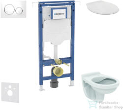 Geberit Duofix falra szerelhető WC szett, Ideal Standard Alpha WC ülőkével, Geberit Sigma 20 fényes fehér/króm nyomólappal SANI11CD3110 (SANI11CD3110)