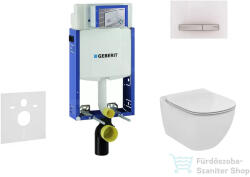 Geberit Kombifix falra szerelhető WC szett, Ideal Standard Tesi Wc ülőkével, Sigma 50 alpesi fehér/króm nyomólappal 110302005NF8 (110302005NF8)