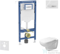 Geberit Duofix falra szerelhető WC szett, Duravit D-Code rimless WC soft close ülőkével, Geberit Sigma 50 alpesi fehér/króm nyomólappal SANI11CP3106 (SANI11CP3106)