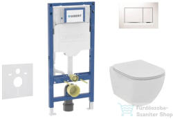Geberit Duofix falra szerelhető WC szett, Ideal Standard Tesi WC soft close ülőkével, Geberit Sigma 30 fehér/króm nyomólappal SANI11CD3112 (SANI11CD3112)