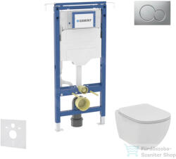Geberit Duofix falra szerelhető WC szett, Ideal Standard Tesi WC soft close ülőkével, Geberit Sigma 01 matt króm nyomólappal SANI11CD2105 (SANI11CD2105)