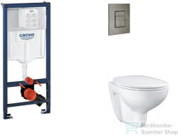GROHE Rapid SL falra szerelhető WC szett, Bau Ceramic WC soft close ülőkével, Skate Cosmopolitan csiszolt Hard Graphite nyomólappal SANI11BB5114 (SANI11BB5114)
