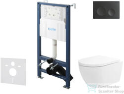 kielle Genesis New falra szerelhető WC szett, Kielle Oudee vortex rimless+ WC softclose ülőkével, Gemini New I matt fekete nyomólappal, fehér 30528SS21 (30528SS21)