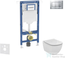 Geberit Duofix falra szerelhető WC szett, Ideal Standard Tesi Aquablade WC soft close ülőkével, Geberit Sigma 30 matt/fényes króm nyomólappal SANI11CD2112 (SANI11CD2112)