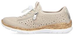 RIEKER Pantofi dama, Rieker, N42P6-62-Bej, casual, piele ecologica, perforati, cu talpa joasa, bej (Marime: 41)