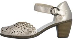 RIEKER Pantofi dama, Rieker, 40902-90-Auriu, casual, piele naturala, perforati, cu toc, auriu (Marime: 38)