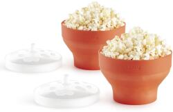 Lékué Mini Microwave Popcorn Maker mini popcorn készítő 2db-os szett, fedővel, 2x700ml, összecsukható, szilikon, piros - 881664 (LK881664)