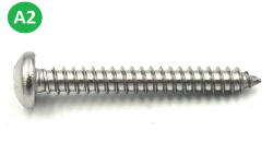  D-fejű lemezcsavar 2, 9x19mm A2 rozsdamentes DIN7981