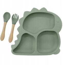  Blw szilikon etető szett 3az1ben csecsemőknek Oliva Dinoszaurusz (S011-DINO-GREEN)