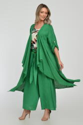 SHOPIKA Blazer lung din in, fluid, cu revere, verde Talie unica