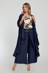 SHOPIKA Blazer lung din in, fluid, cu revere, bleumarin Talie unica