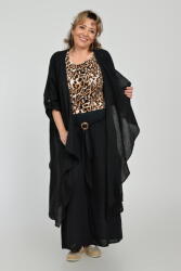SHOPIKA Blazer lung din in, fluid, cu revere, negru Talie unica