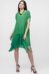 SHOPIKA Rochie din in cu volan din matase naturala si colturi, verde Talie unica