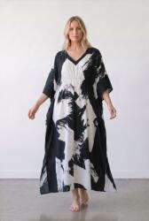 SHOPIKA Rochie maxi lejera din vascoza cu imprimeu abstract alb-negru Talie unica