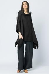 SHOPIKA Bluza lunga in colturi, din in, cu gluga, neagra Talie unica