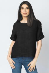 SHOPIKA Bluza din in neagra cu nasturi pe spate Talie unica