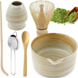 Bedee Bambusz Matcha Szett Habverővel Chasen Japán Tea Készítéséhez (ZESTAW MATCHA BAMBUSOWE )