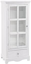 Bizzotto Vitrina 1 usa 1 sertar din lemn alb antichizat Blanc 48.5 cm x 32 cm x 114 h (0744187deco) Vitrina