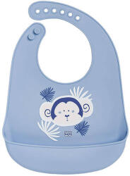 Saro Baby Baveta din silicon cu buzunar, ajustabila, Yum! Bib Blue Monkey (16611) Bavata
