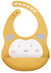 Saro Baby Baveta din silicon cu buzunar, ajustabila, Sweet Fun, mustard (16632) Bavata