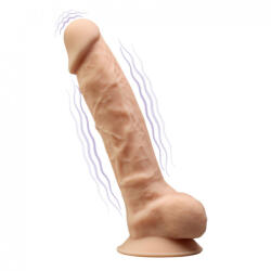 SilexD Vibrator Realist Remote Control, Silicon cu Memorie, Dubla Densitate, Natural, 20 cm Vibrator