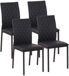 HomCom 4 db-os étkezőszék szett konyhai székek 41 cm x 50 cm x 91 cm, fekete (835-478V00BK)
