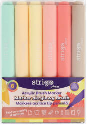 STRIGO Markere acrilice Strigo SSC432 tip pensula, 6 culori (SSC432)