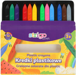 STRIGO Creioane colorate Strigo SSC399 triunghiulare, plastic, 12 culori (SSC399)