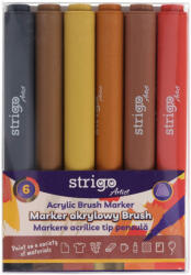 STRIGO Markere acrilice Strigo SSC433 tip pensula, 6 culori (SSC433)