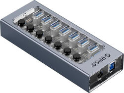 ORICO хъб USB3.0 HUB 7 port with Power Adapter (AT2U3-7AB-EU-GY-BP)