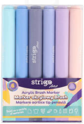 STRIGO Markere acrilice Strigo SSC431 tip pensula, 6 culori (SSC431)