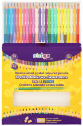 STRIGO Creioane colorate duble, Strigo SSC352, 24 bucati, 48 culori Pastel, triunghiulare, cu ascutitoare (SSC352)