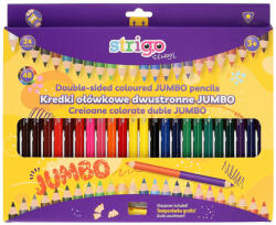 STRIGO Creioane colorate duble, Strigo SSC356 Jumbo, 24 bucati, 48 culori, triunghiulare, cu ascutitoare (SSC356)