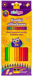 STRIGO Creioane colorate Strigo SSC117, NEON, 12 culori, cu ascutitoare (SSC117)