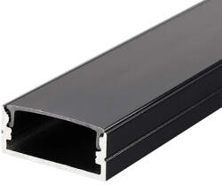 V-TAC Profil aluminiu negru pentru bandă LED, 2000 x 24 x 10 mm (SKU-2876)