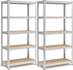 Brius Set de 2 Rafturi de depozitare, cadru din otel armat, polite din MDF, max 2x875kg, 180x90x40cm, gri (EZ-GLR040E02) Raft