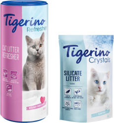  Tigerino 5 l Tigerino Crystals Classic macskaalom + 700 g Tigerino Refresher babapúder illat szagtalanító alomhoz