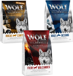 Wolf of Wilderness 3x1kg Wolf of Wilderness - vegyes próbacsomag száraz kutyatáp - "Elements": bárány, hal, marha