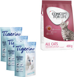  Tigerino 3x5l Tigerino macskaalom + 400g Concept for Life All Cats száraz macskatáp